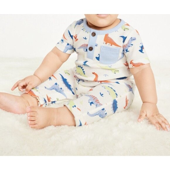 Old Navy Dinosaur Romper for Infants Dinosaur Short Sleeve Bodysuit 12-18 Months - Picture 1 of 5